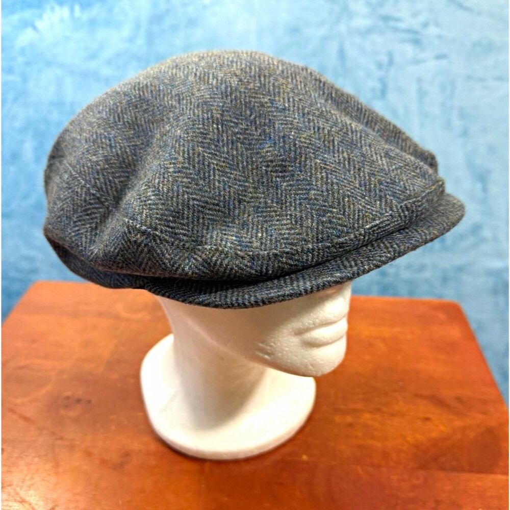 Pendleton Mens Wool Flat Cap Hat Large Gray Herringbone Tweed Made In USA 2017